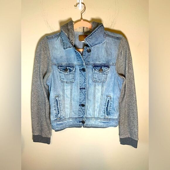 American Eagle denim hooded jacket size M - Picture 1 of 9